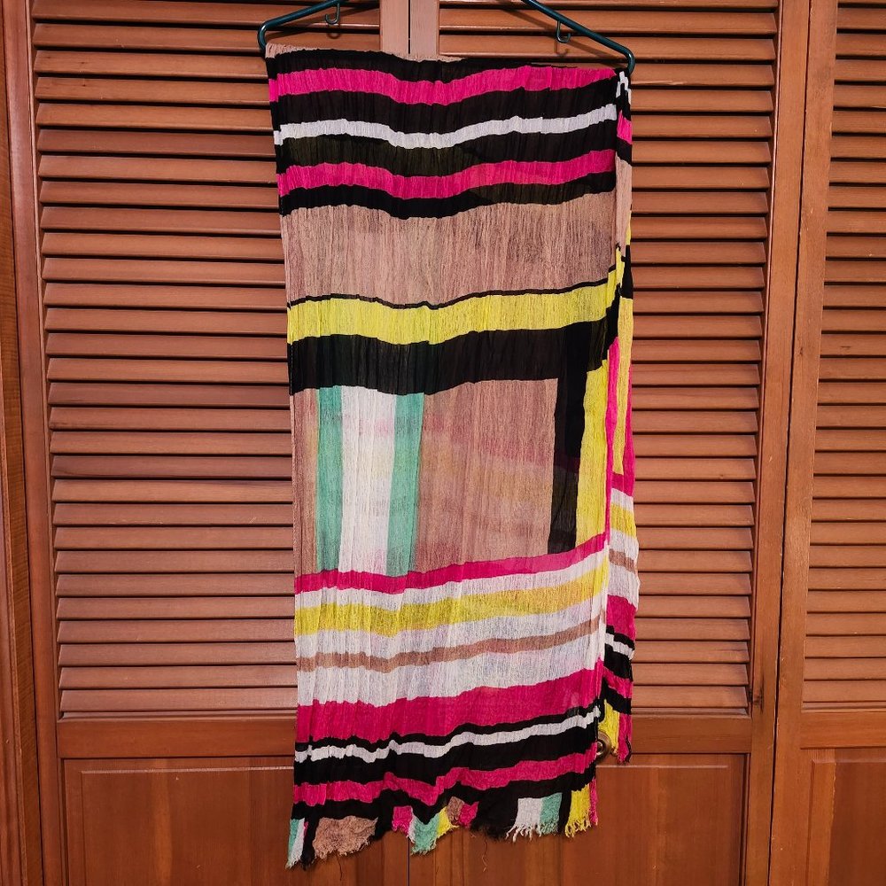 Bright color-blocked lightweight scarf